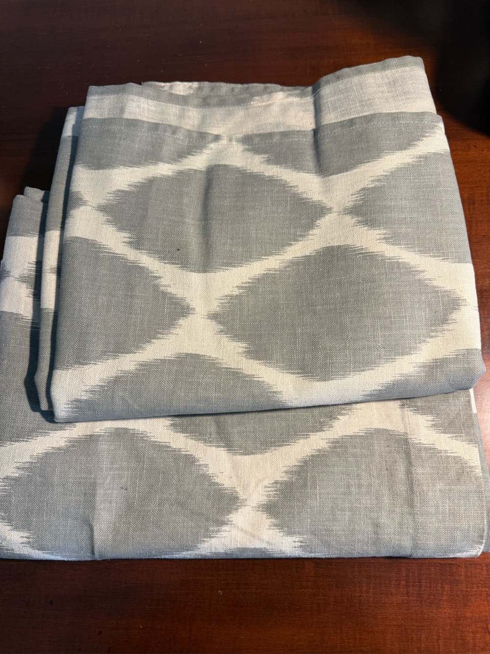 West Elm, gray and beige curtains. 48” x 108 in. Two panels excellent condition.